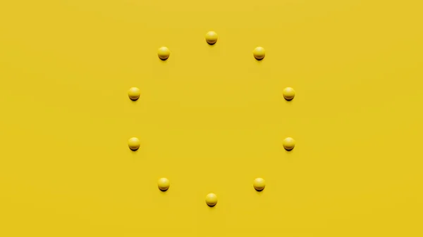Fundo Geométrico Amarelo Quadro Redondo Luz Cima Esferas Círculo Ilustração — Fotografia de Stock