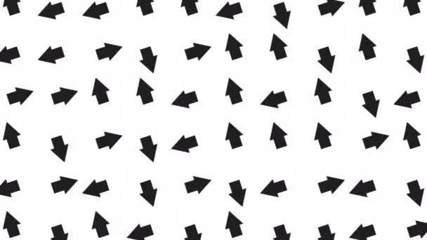 Абстрактный Фон Черно Белая Заставка Стрелки Вращаются Путаница Направлениях Зацикленные — стоковое видео