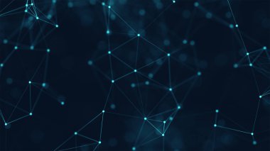 Çizgilerin ve noktaların soyut mavi pleksus arkaplanı. 3d illüstrasyon