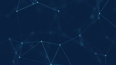 Soyut dijital bağlantı. Mavi teknoloji pleksus arka plan. Uzaydaki bir figürün titreşimi. Döngülü animasyon. 4 bin. HD