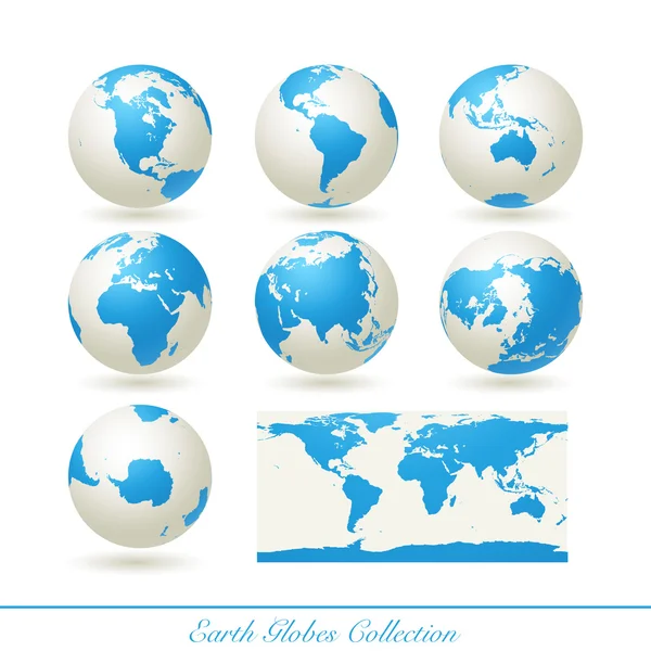 Earth globes colection-blue — Stock Vector