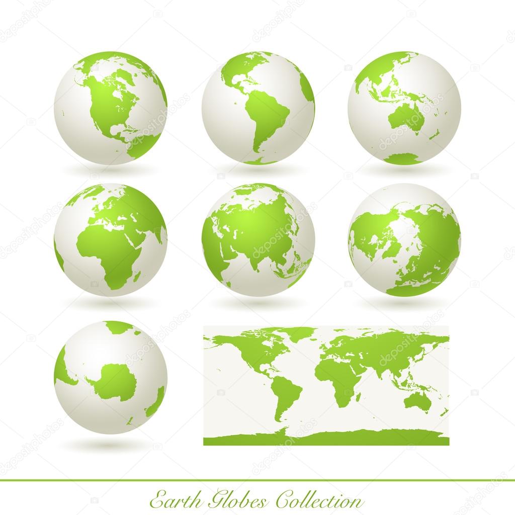earth globes colection, white - green2