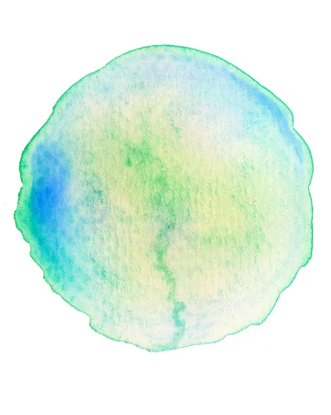 Groengeel ronde cirkel aquarel geïsoleerd op een witte pagina — Stockfoto