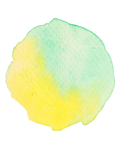 緑黄色丸い白い背景がある上に分離されてサークル水彩画 — ストック写真