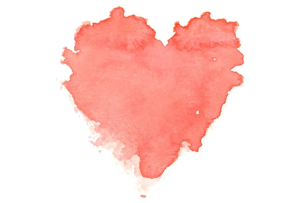 Illustration d'aquarelle en forme de coeur rouge rugueux sur fond blanc — Photo