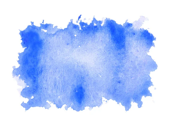 Blauw water kleur verf ruwe vierkante vorm textuur op witte backg — Stockfoto