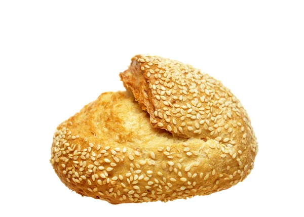 Beyaz arka plan üzerinde izole Fransız susam tohumu ekmek — Stok fotoğraf
