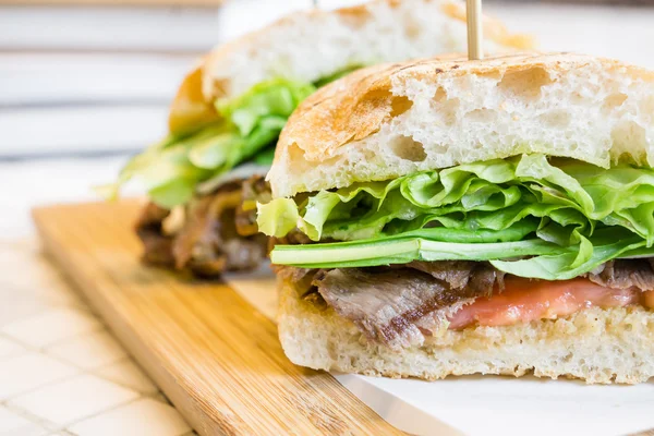 Homemade roast beef french bread sandwich — Stock Photo, Image