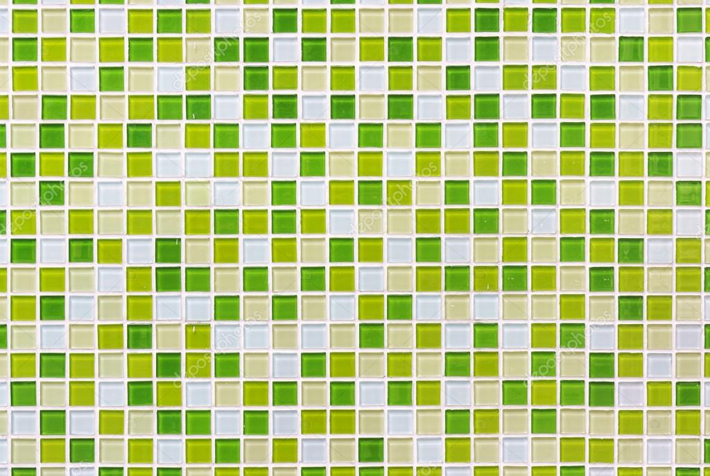 Green glass mosaic tile background pattern