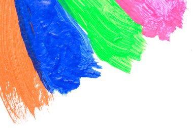 Canlı pembe yeşil turuncu ve mavi akrilik renk beyaz arka plan üzerinde