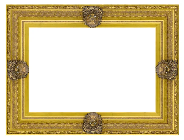 Деревянная рамка из винтажного золота на белом фоне — стоковое фото