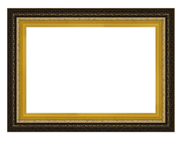 Деревянная рамка из винтажного золота на белом фоне — стоковое фото