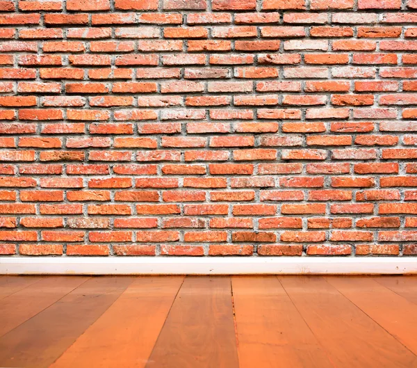 Brick wall wooden floor — Stock Photo, Image