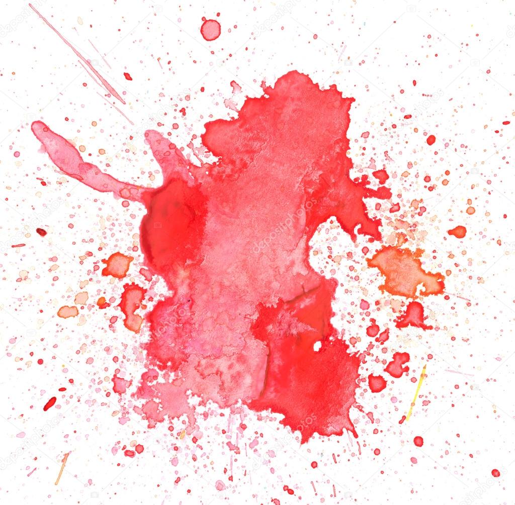 Red water color splash on white paper Stock Illustration by