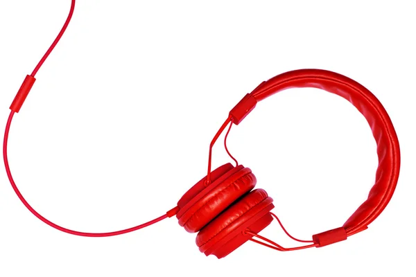 Red headphones isolated on white background — Stock Photo, Image