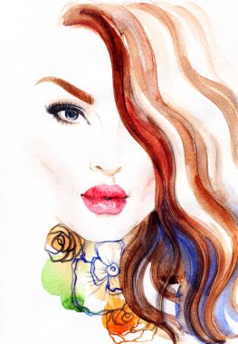 Güzel kadın yüzü.