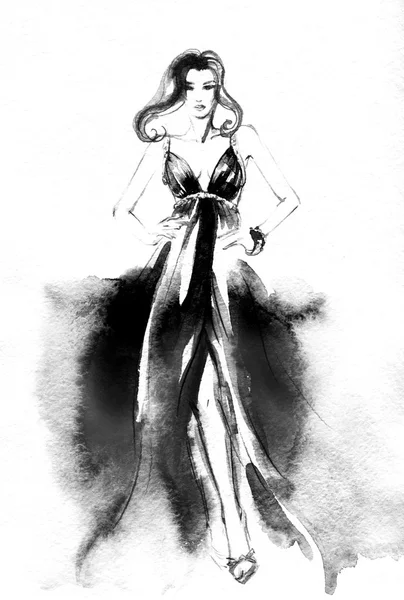 Frau elegantes Kleid — Stockfoto