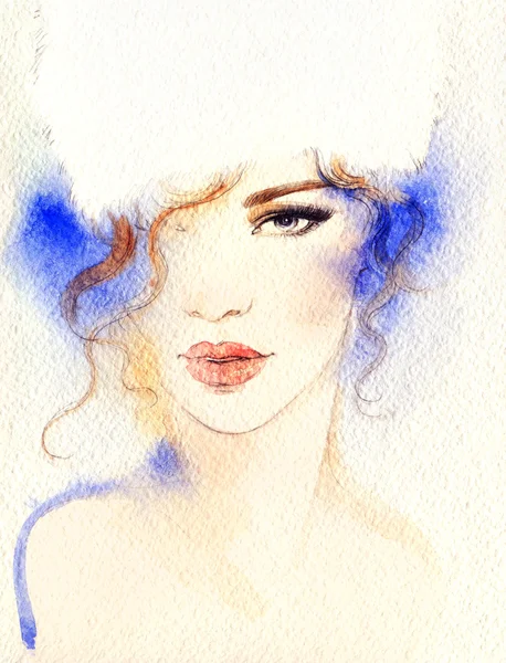 Portrait de femme aquarelle art — Photo