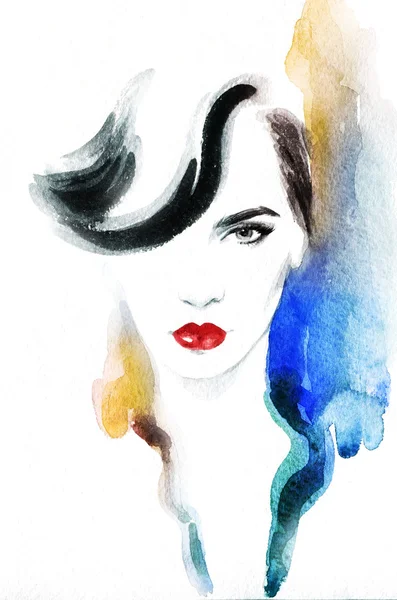 Portrait de femme aquarelle art — Photo