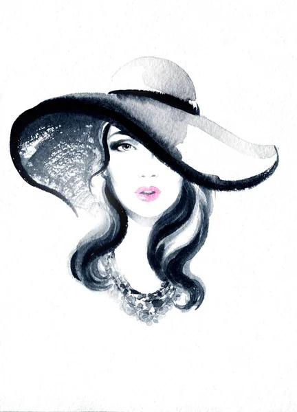 Portrait de femme aquarelle art — Photo