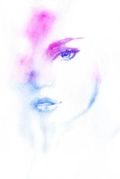 Woman portrait watercolor art — Stock Photo, Image