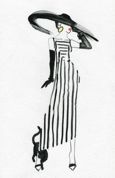 Εικονογράφηση Ακουαρέλας Γυναικείο Πορτρέτο Απεικόνιση Μόδας — Φωτογραφία Αρχείου