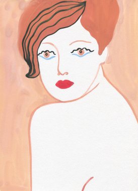 Suluboya resim. fantezi kadın portresi. resimleme. 