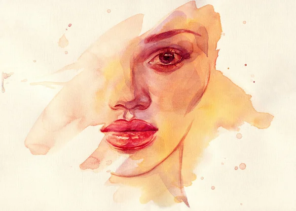 Uma Mulher Linda Ilustração Moda Pintura Aquarela — Fotografia de Stock