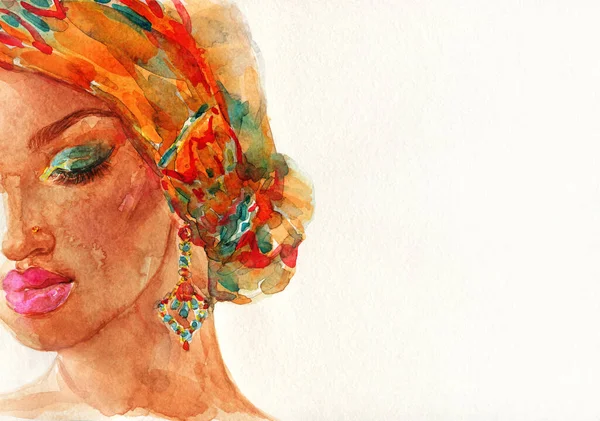 Belle Femme Illustration Mode Aquarelle Peinture — Photo