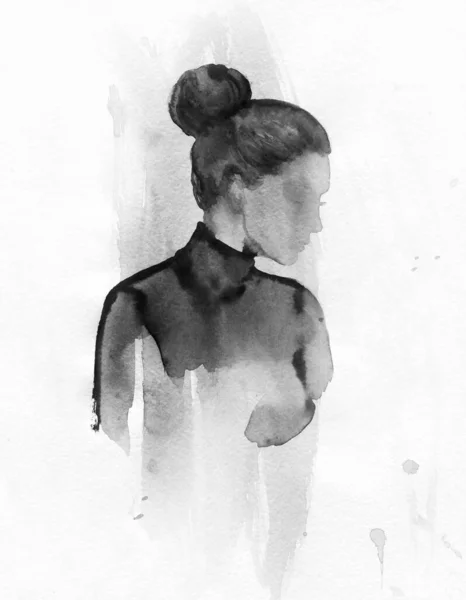 Aquarelle Portrait Féminin Fantasmé Illustration Mode — Photo