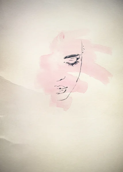 Abstract  watercolor .woman portrait — Stock Photo, Image