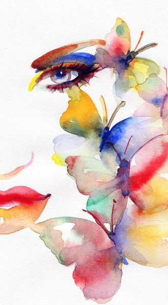 Portrait de femme .abstrait aquarelle — Photo