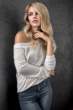 Blonde in white sweater clipart
