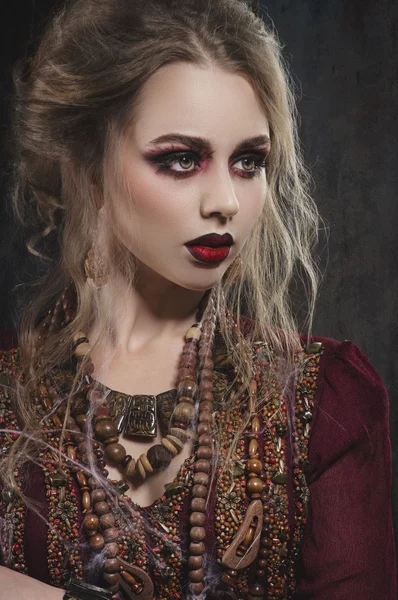 Woman witch with bloody makeup — Stock Photo, Image