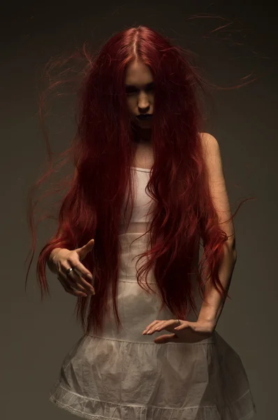 Woman czerwony haired zombie — Zdjęcie stockowe