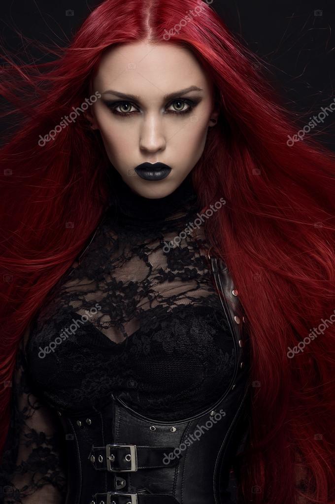 Woman in black gothic costume Stock Photo by ©FlexDreams 120118756