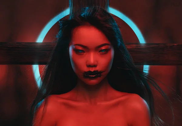 Scary hell girl — Stock Photo, Image