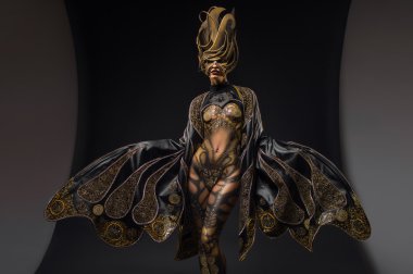 Altın Kelebek vücut sanatı ile model