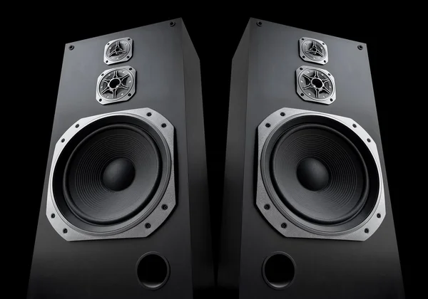 Audio speakers on black background — Stock Photo, Image