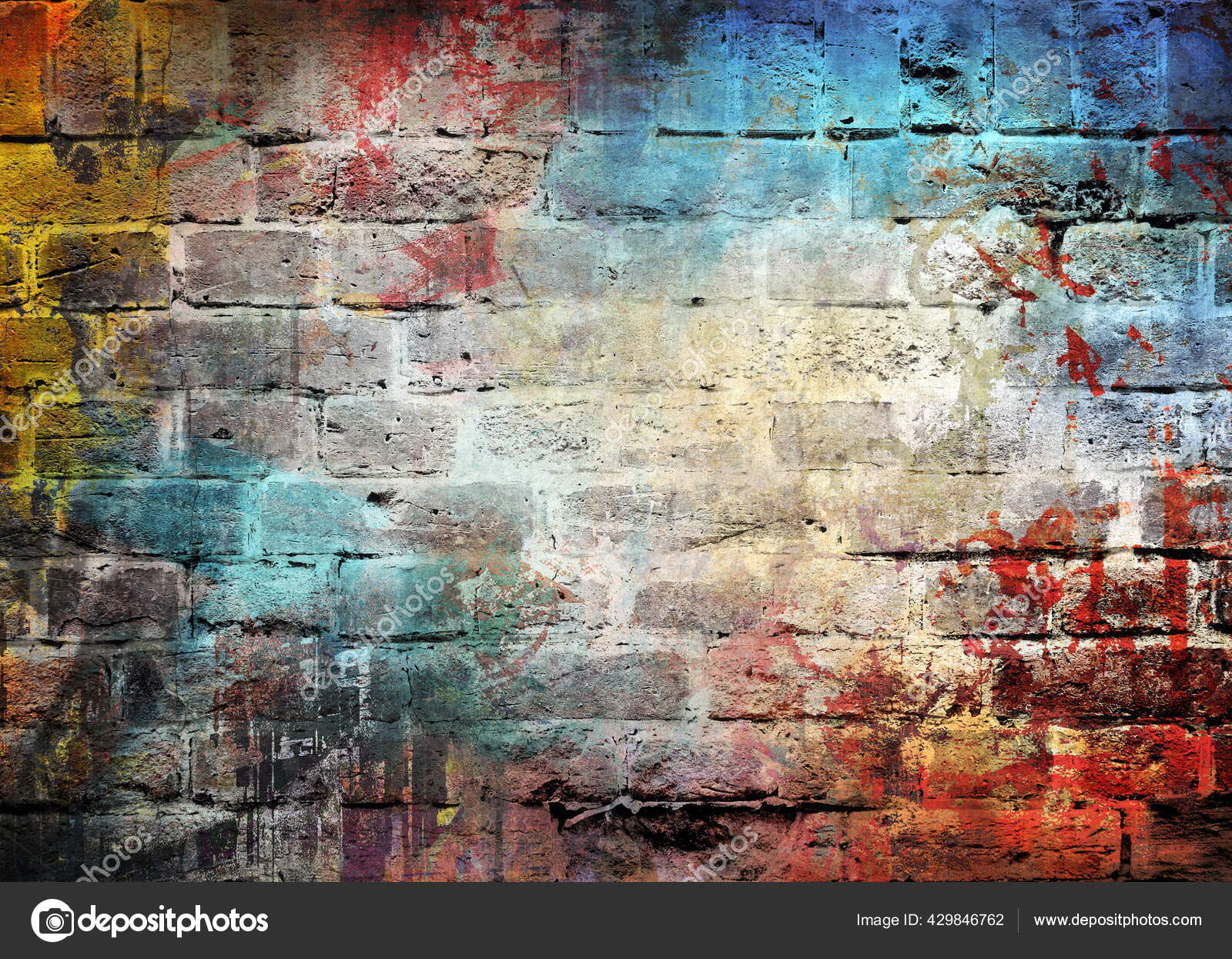 Graffiti Brick Wall Colorful Background Stock Photo by ©Ensuper 429846762