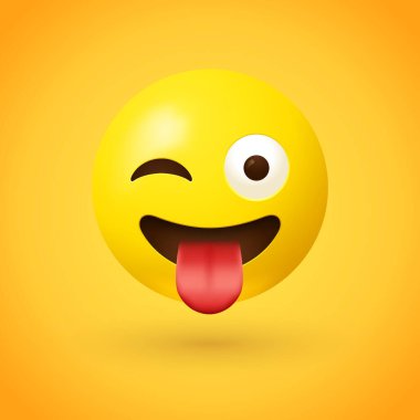 göz kırp emoji, yüz, vektör illüstrasyonu 