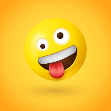 çılgın emoji, yüz, vektör çizimi 