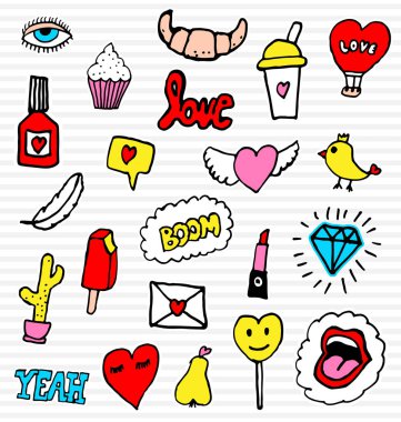 Karalama el çizimi vektör çizimi seti