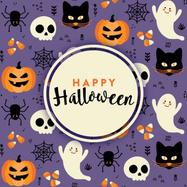 Mutlu cadılar bayramı kartları, vektör çizimleri 