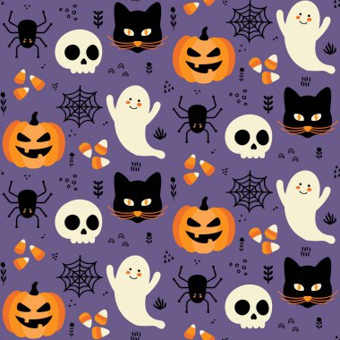 Kusursuz desenli cadılar bayramı, vektör çizimi 