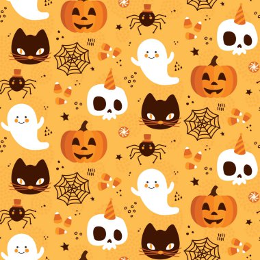 Kusursuz desenli cadılar bayramı, vektör çizimi 