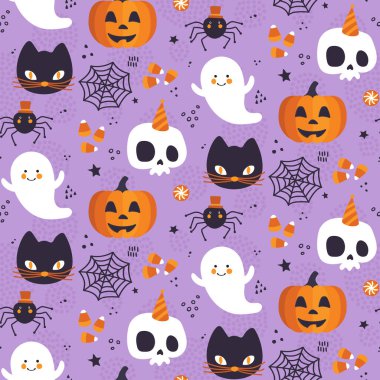 Kusursuz desenli cadılar bayramı, vektör çizimi 