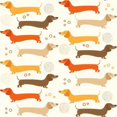 Köpeklerle kusursuz desen, vektör illüstrasyonu 