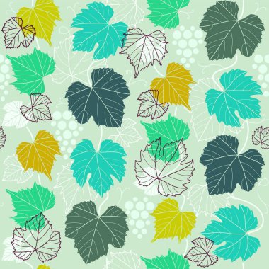 Yapraklı kusursuz desen, vektör illüstrasyonu 
