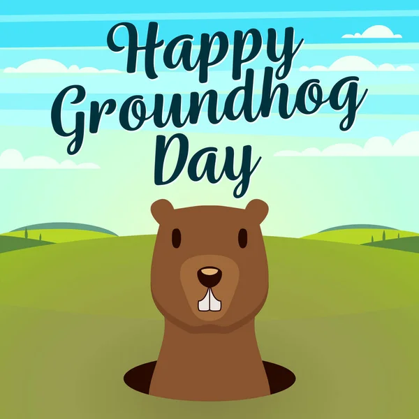 Happy Groundhog Day Vector Illustration — Stock Vector